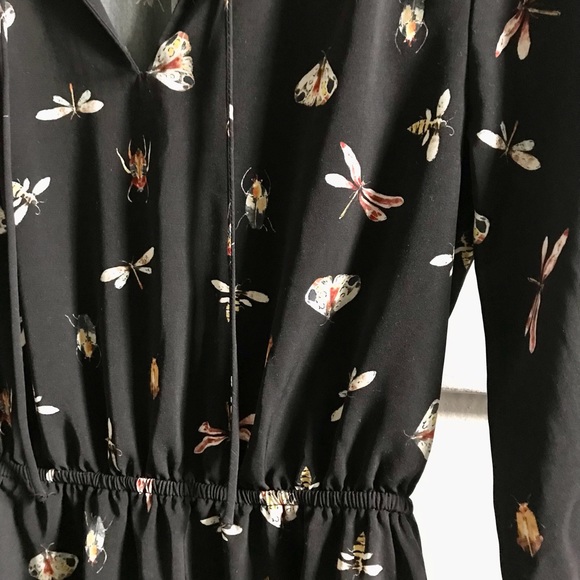 H&M Black Dress Insect Pattern size 2 - Picture 2 of 4